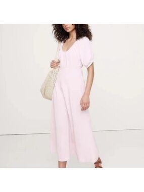 Banana Republic “Dupioni” Light Pink V neck Maxi Dress size 12